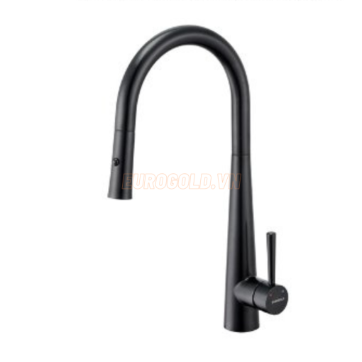 Vòi nước dây rút inox 304 phủ nano đen Eurogold EUF118DR