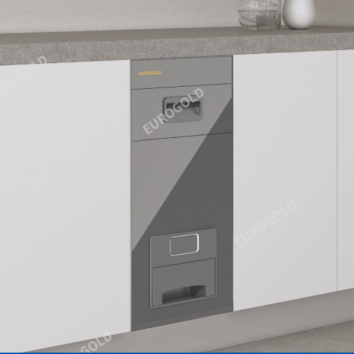 Thùng gạo mặt gương nút nhấn màu ghi Eurogold CB300G