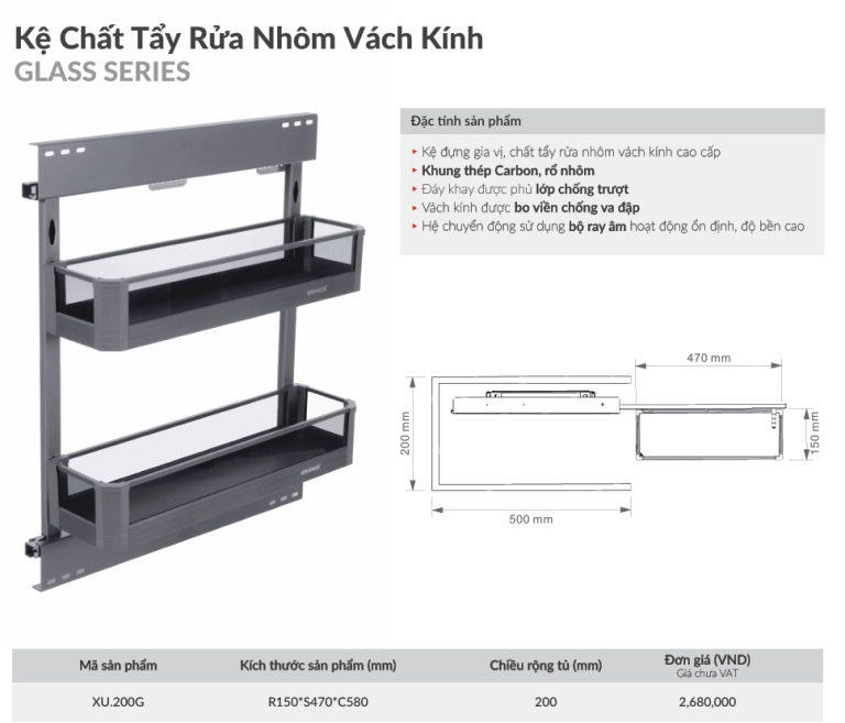THÔNG SỐ KỸ THUẬT KỆ CHẤT TẨY RỬA NHÔM VÁCH KÍNH GRANDX XU.200G