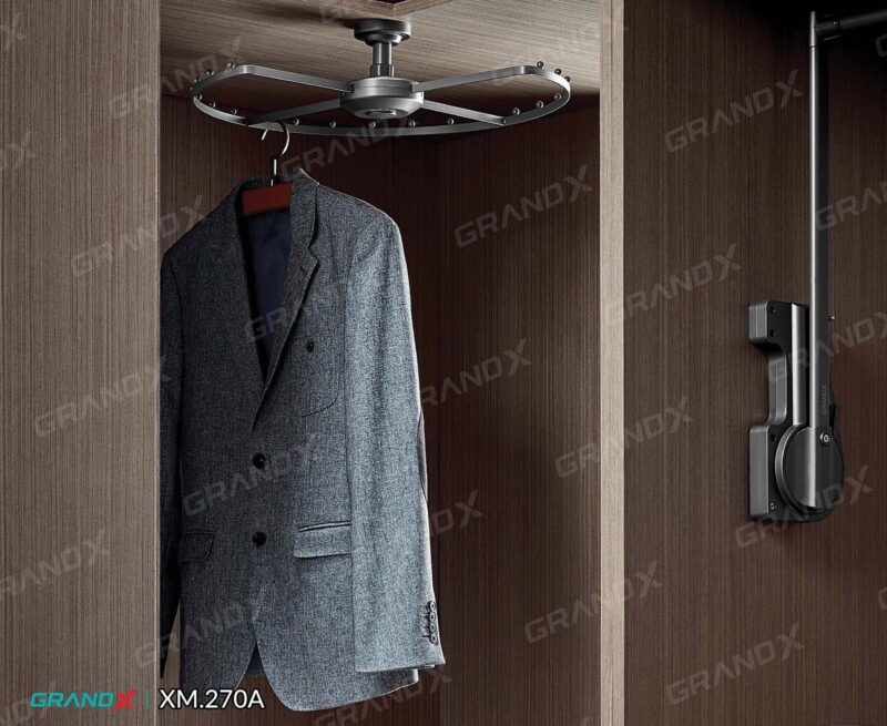 GIÁ TREO TRẦN GÓC TỦ QUẦN ÁO GRANDX 270° “XOAY 360°” XM.270A