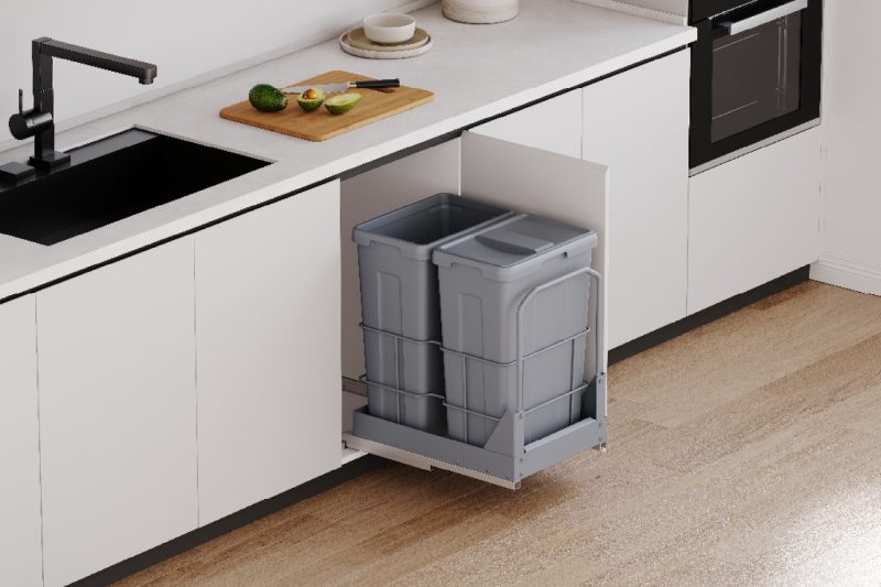 THÙNG RÁC ĐÔI CỠ LỚN LẮP ÂM TỦ CÁNH KÉO GRANDX XW.D40M 40CM - xw d40m phoi canh 1
