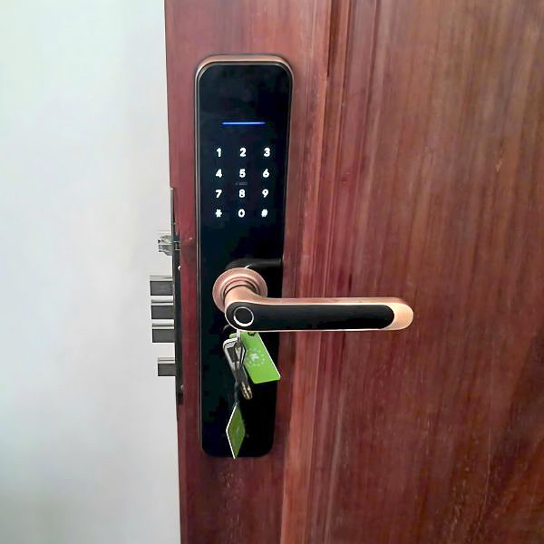 HÌNH ẢNH THỰC TẾ CỦA KHOÁ CỬA VÂN TAY KASSLER KL 696 RED BRONZE APP REMOTE