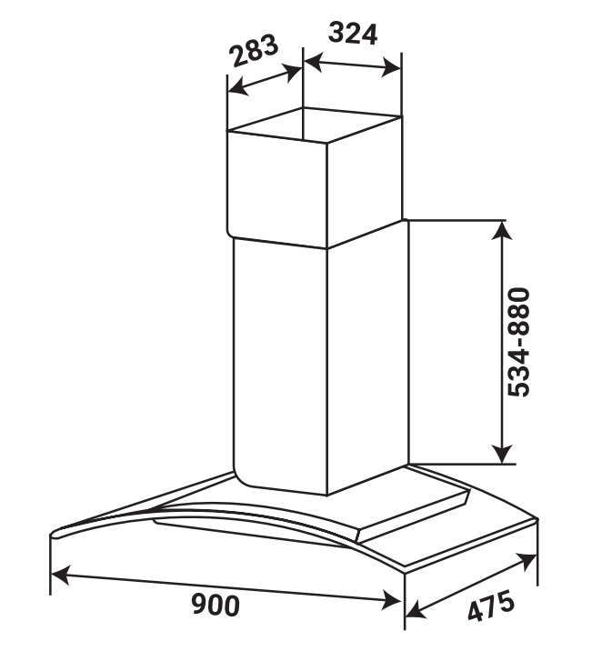 KÍCH THƯỚC MÁY HÚT MÙI KAFF KF-GB209TB
