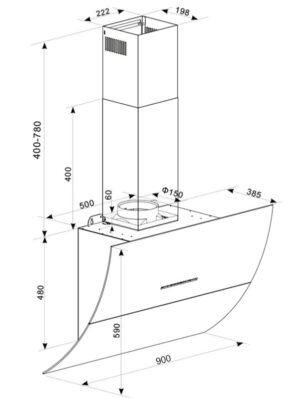 MÁY HÚT MÙI KÍNH VÁT KAFF KF-AT90H - 12 24