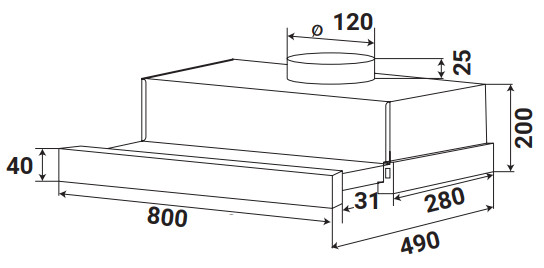 KÍCH THƯỚC MÁY HÚT MÙI ÂM TỦ KAFF KF-TL80H