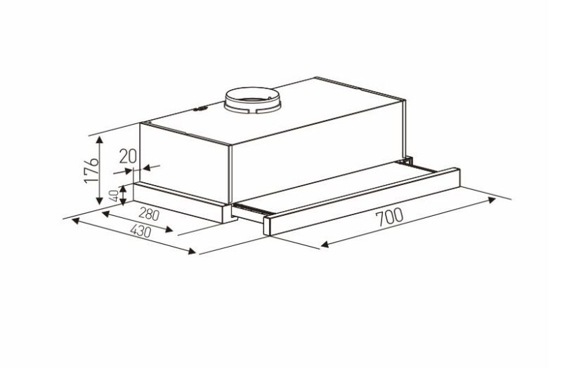 KÍCH THƯỚC MÁY HÚT MÙI ÂM TỦ KAFF KF-TL1007W