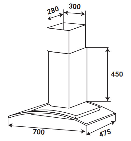 KÍCH THƯỚC MÁY HÚT MÙI KÍNH CONG KAFF KF-GB027
