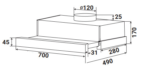KÍCH THƯỚC MÁY HÚT MÙI ÂM TỦ KAFF KF-TL1007B