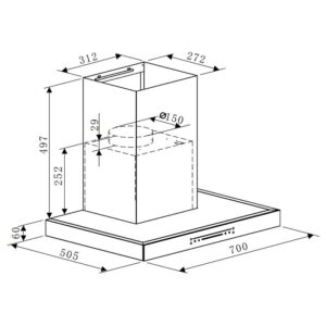 MÁY HÚT MÙI GẮN TƯỜNG HAFELE HC-W705B (533.87.377) - 16897 kich thuoc may hut mui ap tuong hafele hc w705b 533 87 377