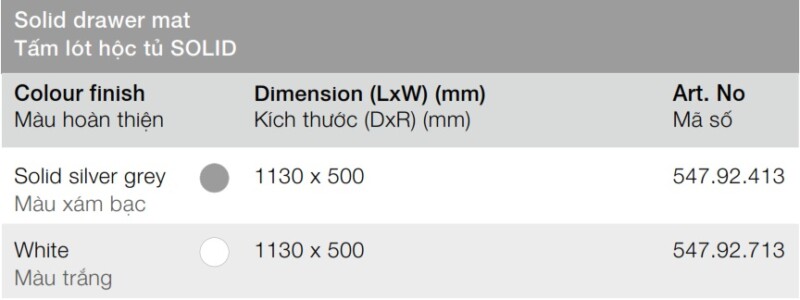 TẤM LÓT HỘC TỦ BẾP HAFELE SOLID 547.92.413