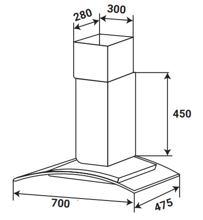 KÍCH THƯỚC MÁY HÚT MÙI KÍNH CONG KAFF KF-GB785N