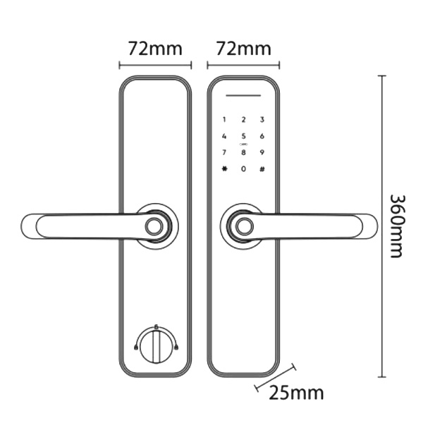 KÍCH THƯỚC KHOÁ CỬA VÂN TAY KASSLER KL 696 GOLD APP REMOTE