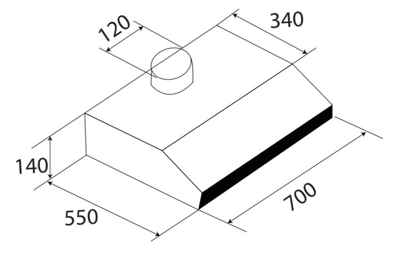 KÍCH THƯỚC MÁY HÚT MÙI CỔ ĐIỂN KAFF KF-701I