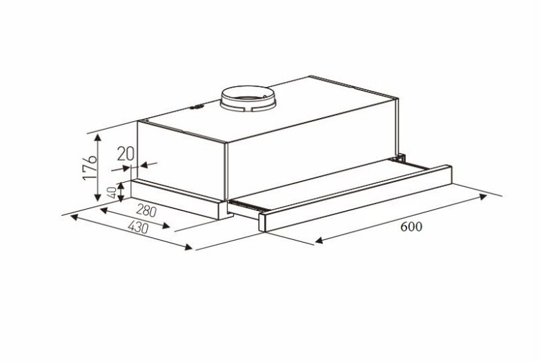 KÍCH THƯỚC MÁY HÚT MÙI ÂM TỦ KAFF KF-TL1006W