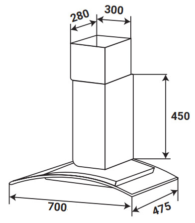 KÍCH THƯỚC MÁY HÚT MÙI KÍNH CONG KAFF KF-GB783N