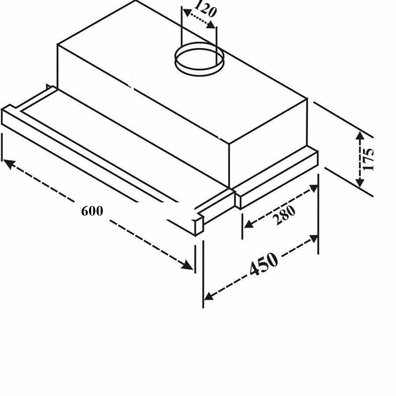 KÍCH THƯỚC MÁY HÚT MÙI ÂM TỦ KAFF KF-TL60SB NEW