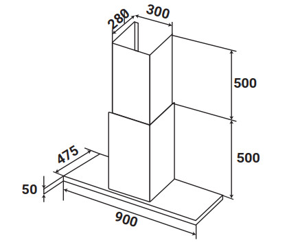 KÍCH THƯỚC MÁY HÚT MÙI ĐỘC LẬP KAFF KF-IS991GH