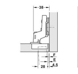 Bản lề Hafele Metalla A 95º cho cửa gỗ dày - 311 81 506 dimd 457x431 crop center
