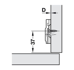 Đế bản lề Hafele với 2 lỗ bắt vít - 315 98 670 dimd 457x431 crop center