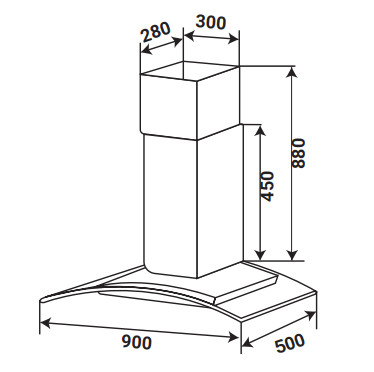 KÍCH THƯỚC MÁY HÚT MÙI ĐỘC LẬP KAFF KF-IS90GH