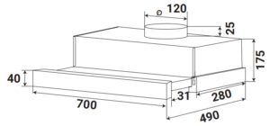MÁY HÚT MÙI ÂM TỦ CẢM ỨNG KAFF KF-TL700 - 36 2