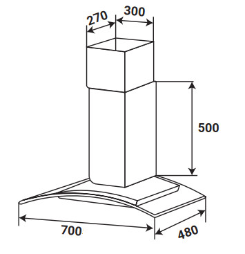 KÍCH THƯỚC MÁY HÚT MÙI KAFF KF-GBT7007