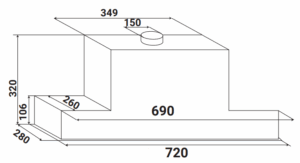MÁY HÚT MÙI ÂM TỦ TOÀN PHẦN KAFF KF-BI70PR - 4 8