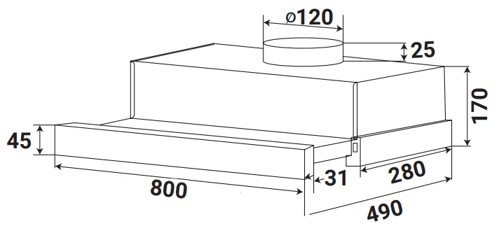 KÍCH THƯỚC MÁY HÚT MÙI ÂM TỦ KAFF KF-TL1008B