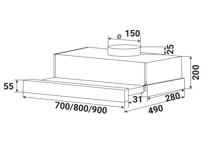 KÍCH THƯỚC MÁY HÚT MÙI KAFF KF-TL700ST