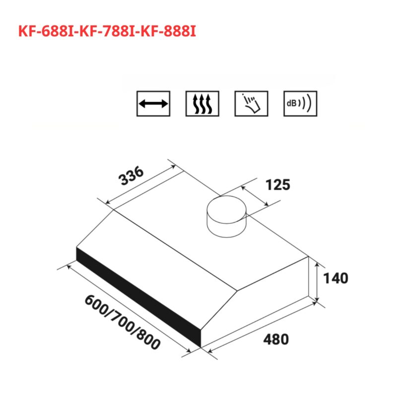 KÍCH THƯỚC MÁY HÚT MÙI CỔ ĐIỂN KAFF KF-788I
