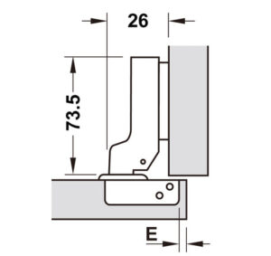 Bản lề Hafele METALLA SM 110 độ, giảm chấn, Inox 304, trọn bộ DIY - 483 01 721 dimd 457x431 crop center