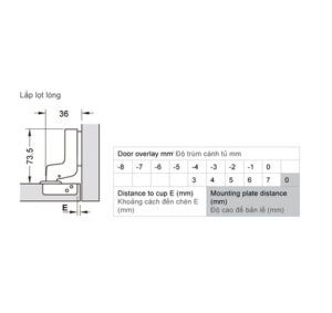 Bản lề Hafele METALLA SM 110 độ, giảm chấn, Inox 304, trọn bộ DIY - 483 01 722 dimd 1 457x431 crop center