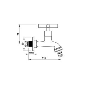 Vòi lạnh gắn tường Hafele COMPACT - 495 61 020 dimd 457x431 crop center