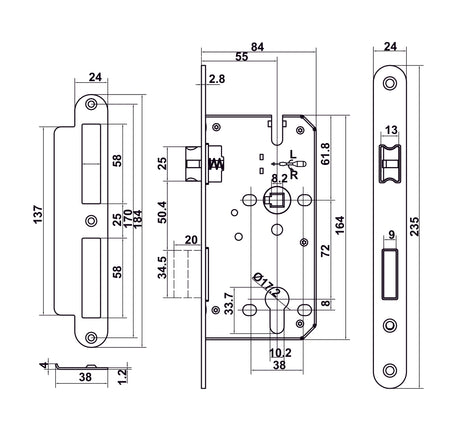 Bộ khóa tay nắm gạt DIY Hafele, Set A - 499 63