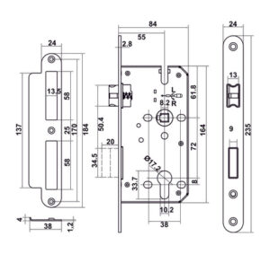 Bộ khóa tay nắm gạt DIY Hafele, Set C - 499 63 608 09 10 11 12 13 14 15 dimd1 457x431 crop center 1