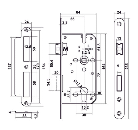 Bộ khóa tay nắm gạt DIY Hafele, Set C - 499 63 608 09 10 11 12 13 14 15 dimd1 457x431 crop center 1