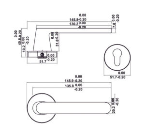 Bộ khóa tay nắm gạt DIY Hafele, Set B - 499 63 608 09 10 11 12 13 14 15 dimd 457x431 crop center