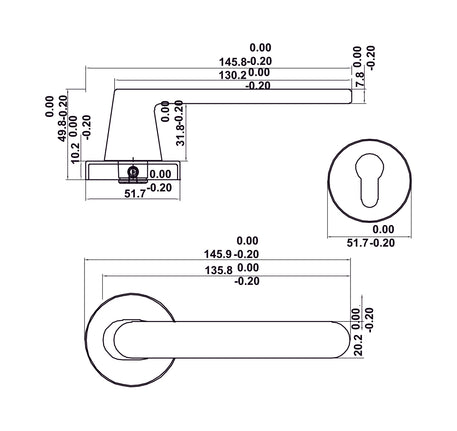 Bộ khóa tay nắm gạt DIY Hafele, Set B - 499 63