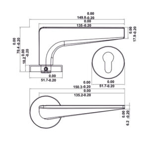 Bộ khóa tay nắm gạt DIY Hafele, Set C - 499 63 616 17 18 19 20 21 22 23 dimd 457x431 crop center