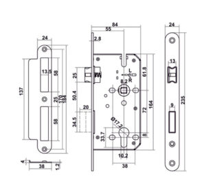 Bộ khóa tay nắm gạt DIY Hafele, Set D - 499 63 624 25 26 27 28 29 30 31 dimd1 457x431 crop center