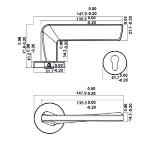 Bộ khóa tay nắm gạt DIY Hafele, Set D - 499 63 624 25 26 27 28 29 30 31 dimd 457x431 crop center