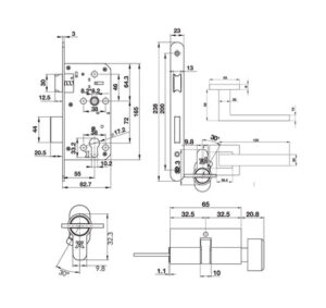 Bộ tay nắm Hafele nắp chụp vuông kiểu chữ nhật - 499 63 803 1 457x431 crop center