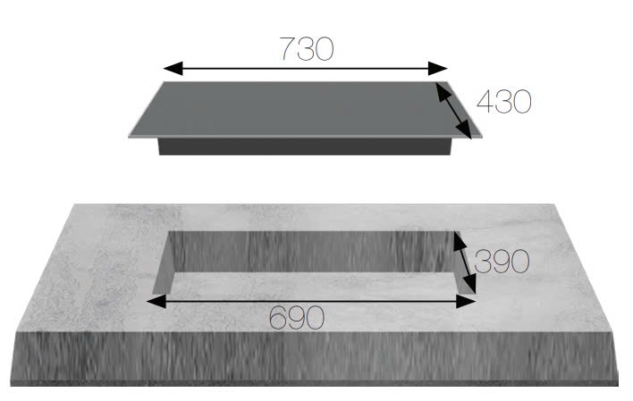 KÍCH THƯỚC BẾP TỪ ĐÔI KAFF KF-GT70038II