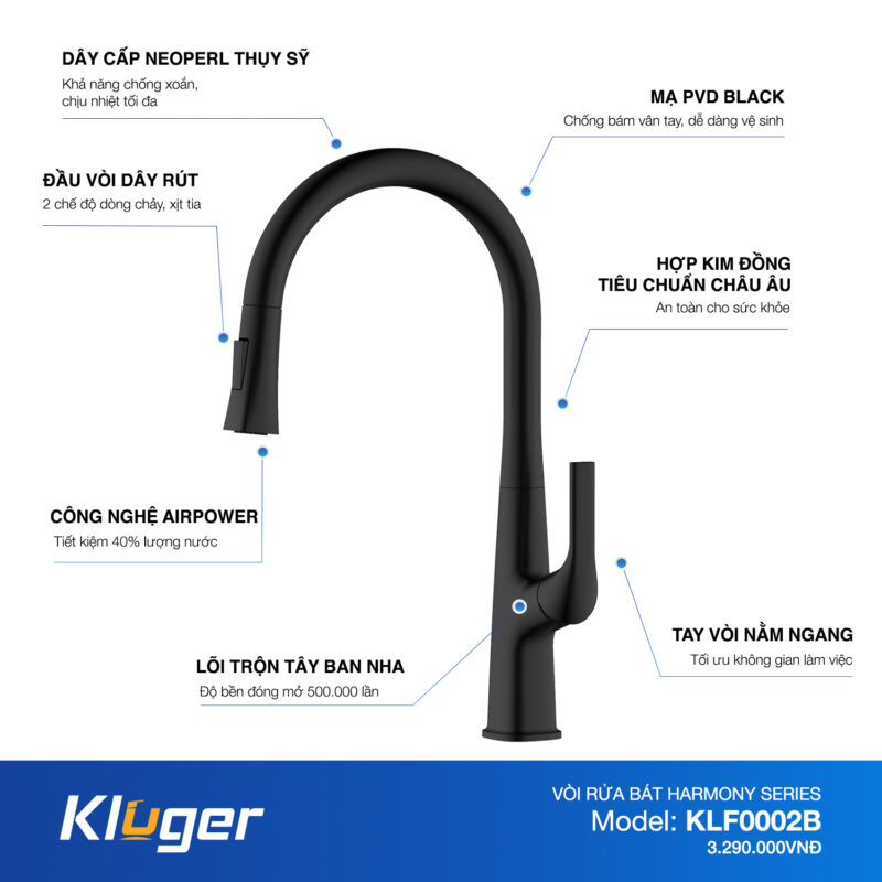VÒI RỬA CHÉN KLUGER KLF0002B