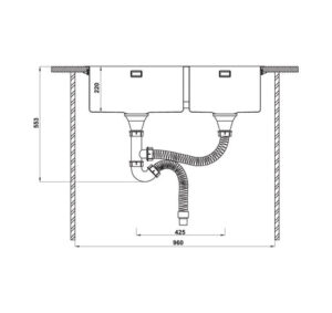 CHẬU INOX HAFELE HS21-SSN2S90 MÀU ĐEN 567.96.310 - 567 96 310 dimd2 457x431 crop center