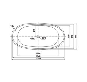 Bồn tắm độc lập Hafele - Nagoya hình bầu dục 1700 - 588 99 620 dimd 2 457x431 crop center