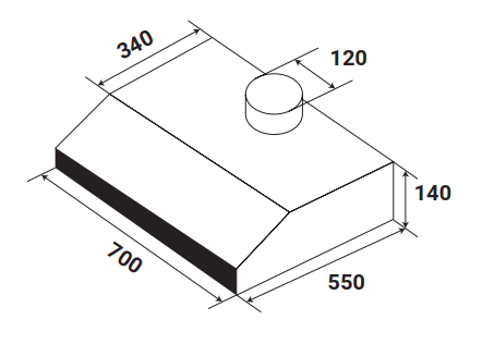 KÍCH THƯỚC MÁY HÚT MÙI CỔ ĐIỂN KAFF KF-703B