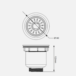 KÍCH THƯỚC BÁT RÁC INOX KLUGER KS 502DN113