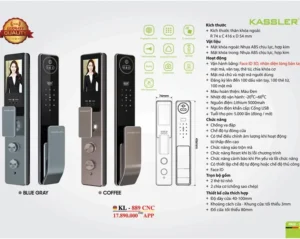 KHOÁ VÂN TAY KASSLER KL 889 BLUE GRAY FACE ID APP WIFI - 8 1
