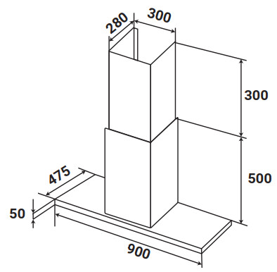 KÍCH THƯỚC MÁY HÚT MÙI ÁP TƯỜNG KAFF KF-991B NEW BLACK